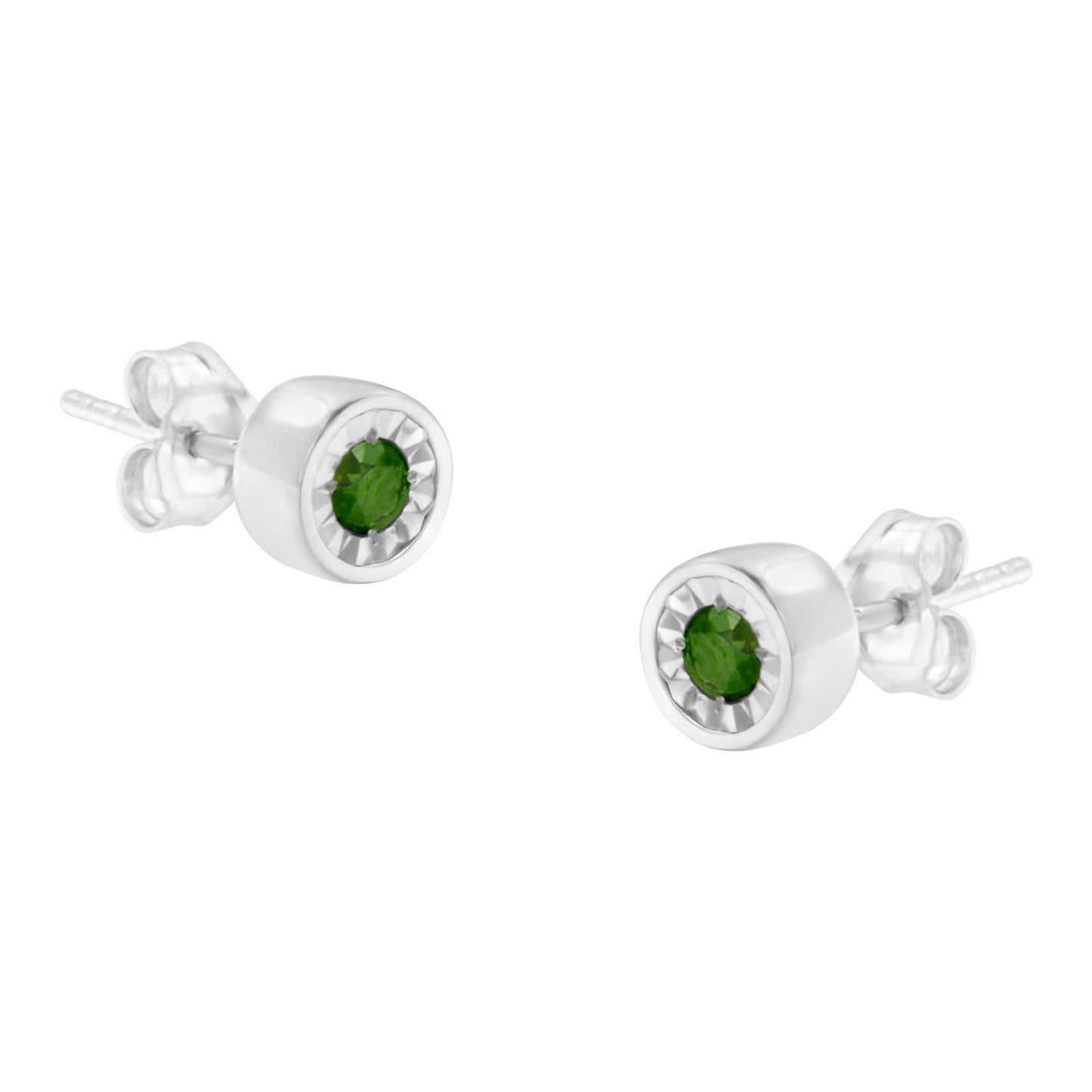 .925 Sterling Silver 1/5 Cttw Round Brilliant-Cut Green Diamond Miracle-Set