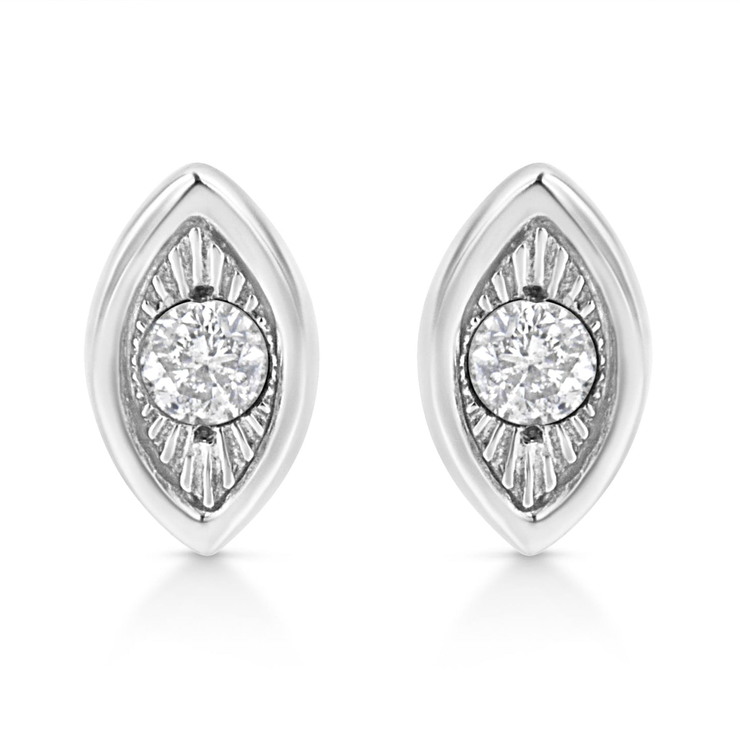 .925 Sterling Silver 1/10 Cttw Miracle-Set Diamond Stud Earrings (I-J Color