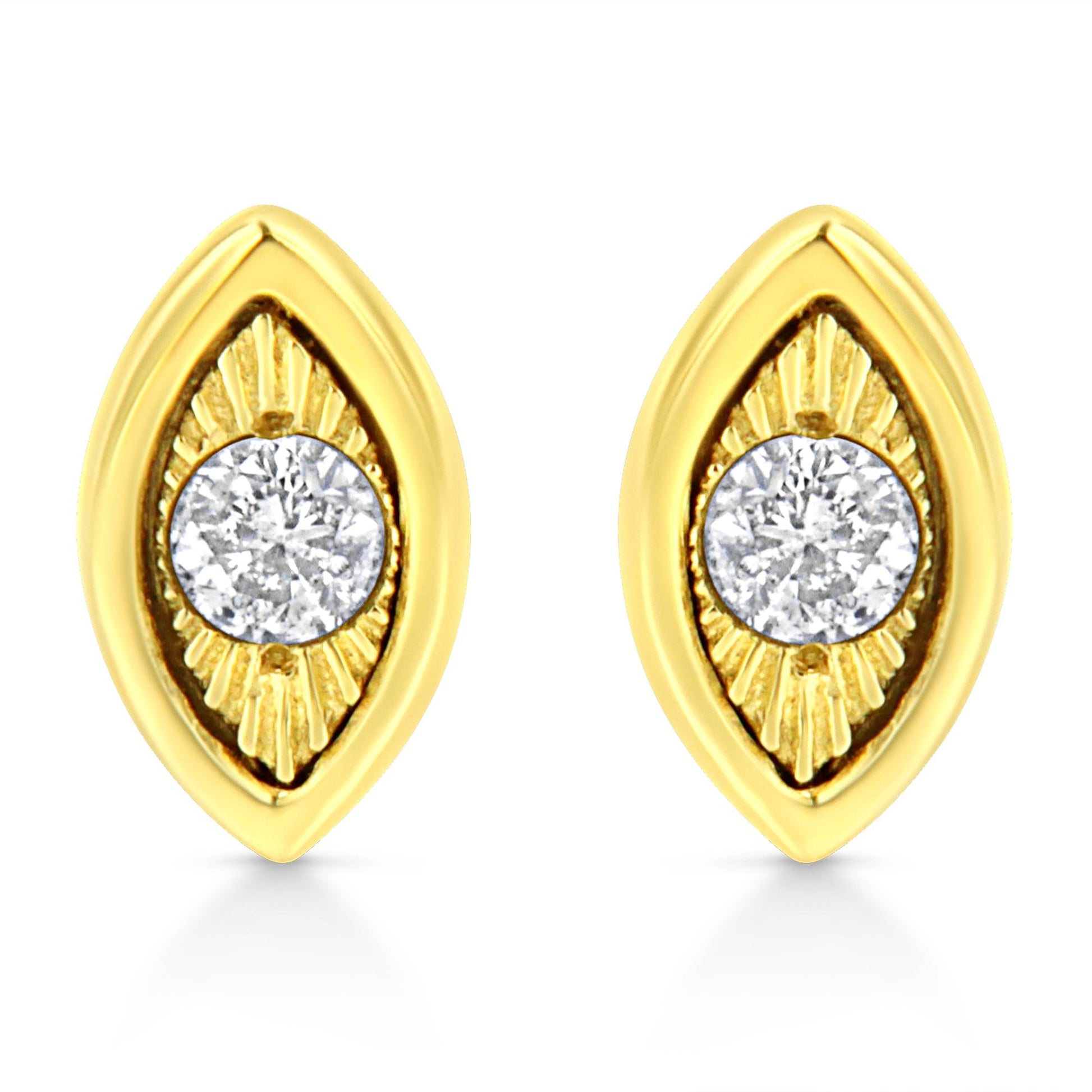 10K Yellow Gold Plated.925 Sterling Silver 1/10 Cttw Miracle-Set Diamond Stud