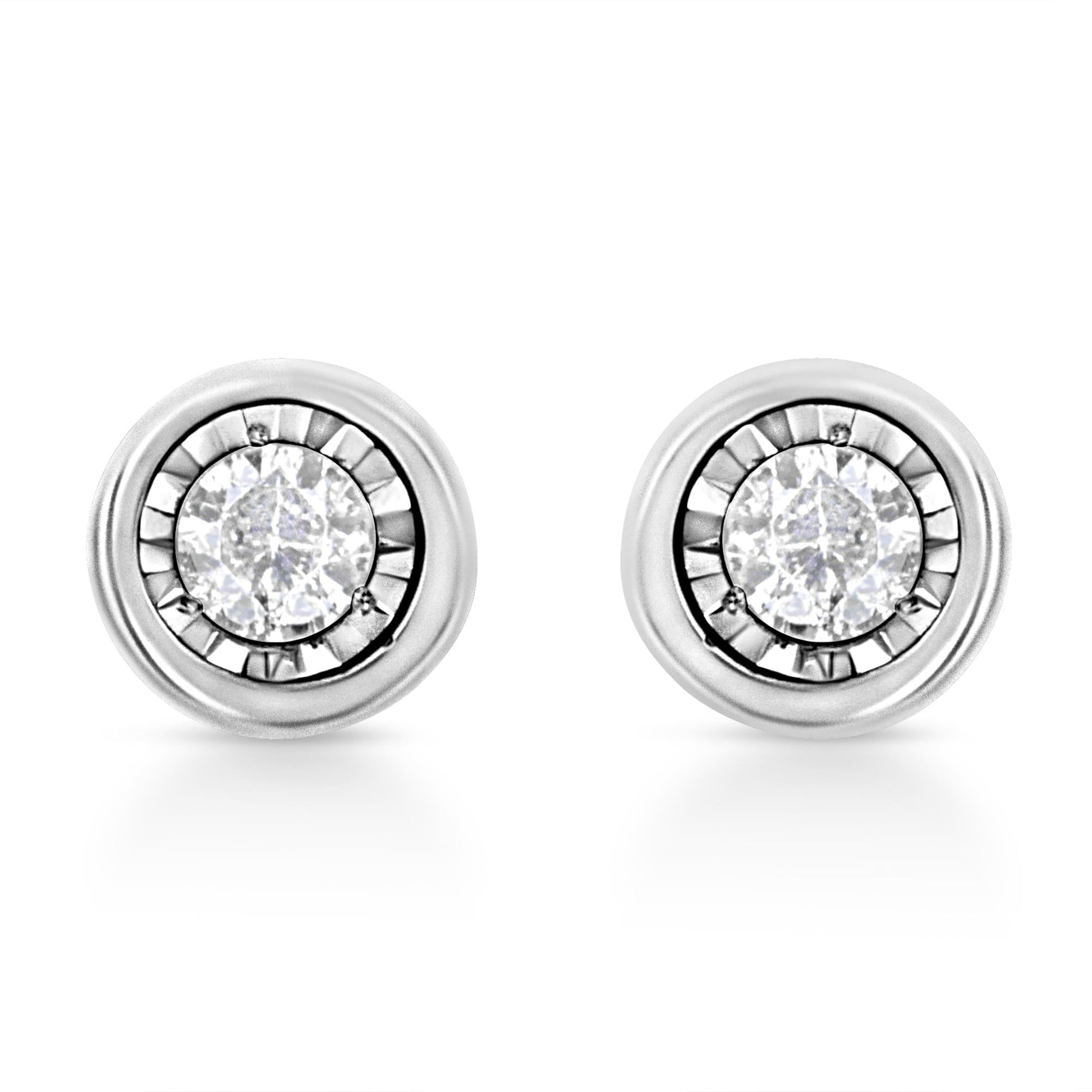 .925 Sterling Silver 1/10 Cttw Miracle-Set Diamond Stud Earrings (I-J Color