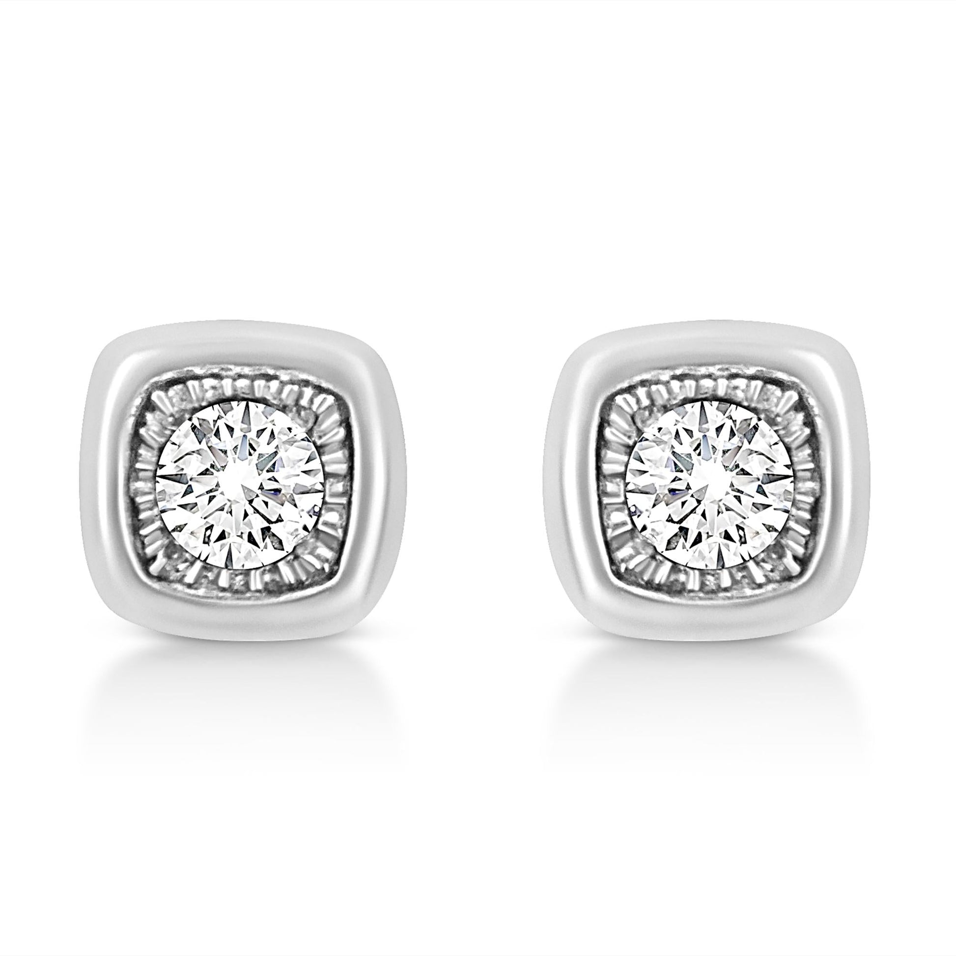 .925 Sterling Silver 1/10 Cttw Miracle-Set Diamond Stud Earrings (I-J Color