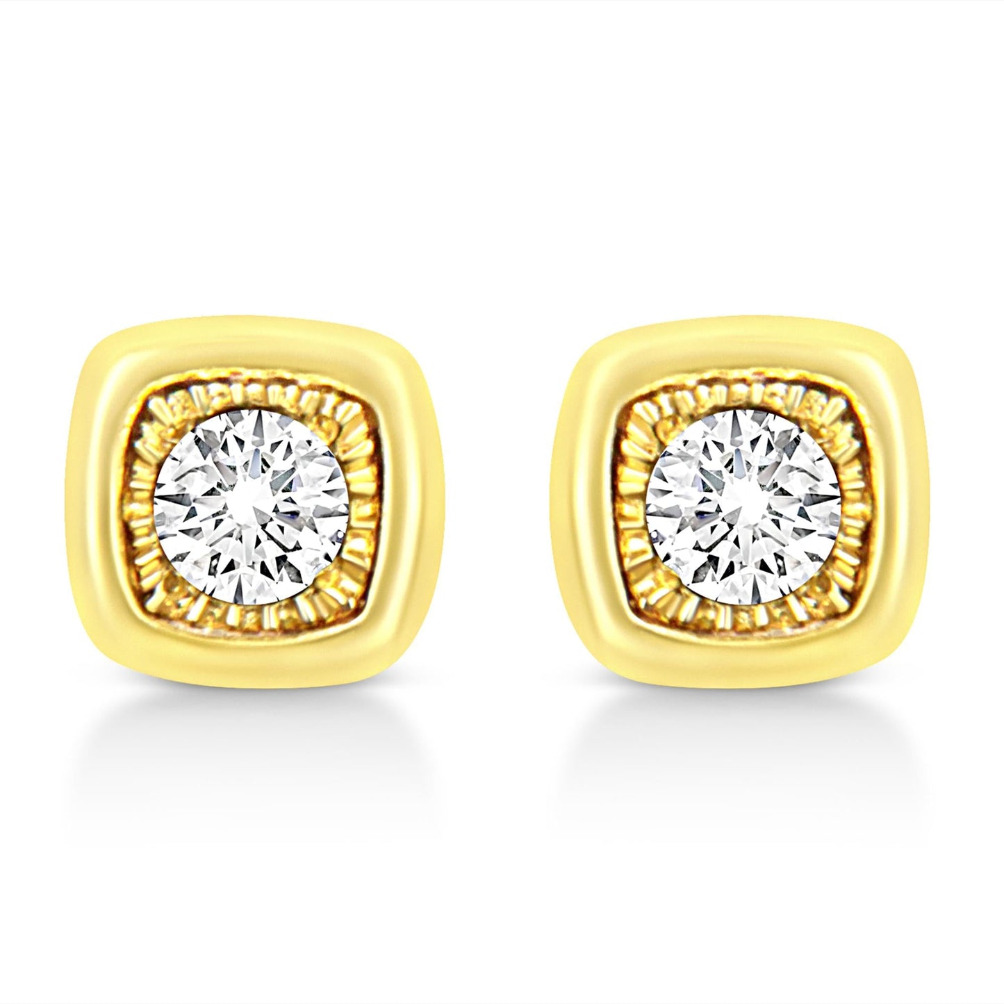 10K Yellow Gold Plated.925 Sterling Silver 1/10 Cttw Miracle-Set Diamond Stud