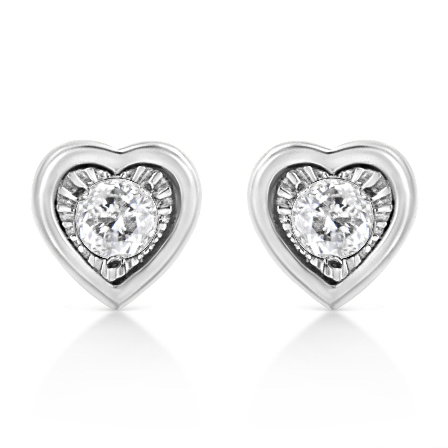 .925 Sterling Silver 1/10 Cttw Miracle-Set Diamond Stud Earrings (I-J Color