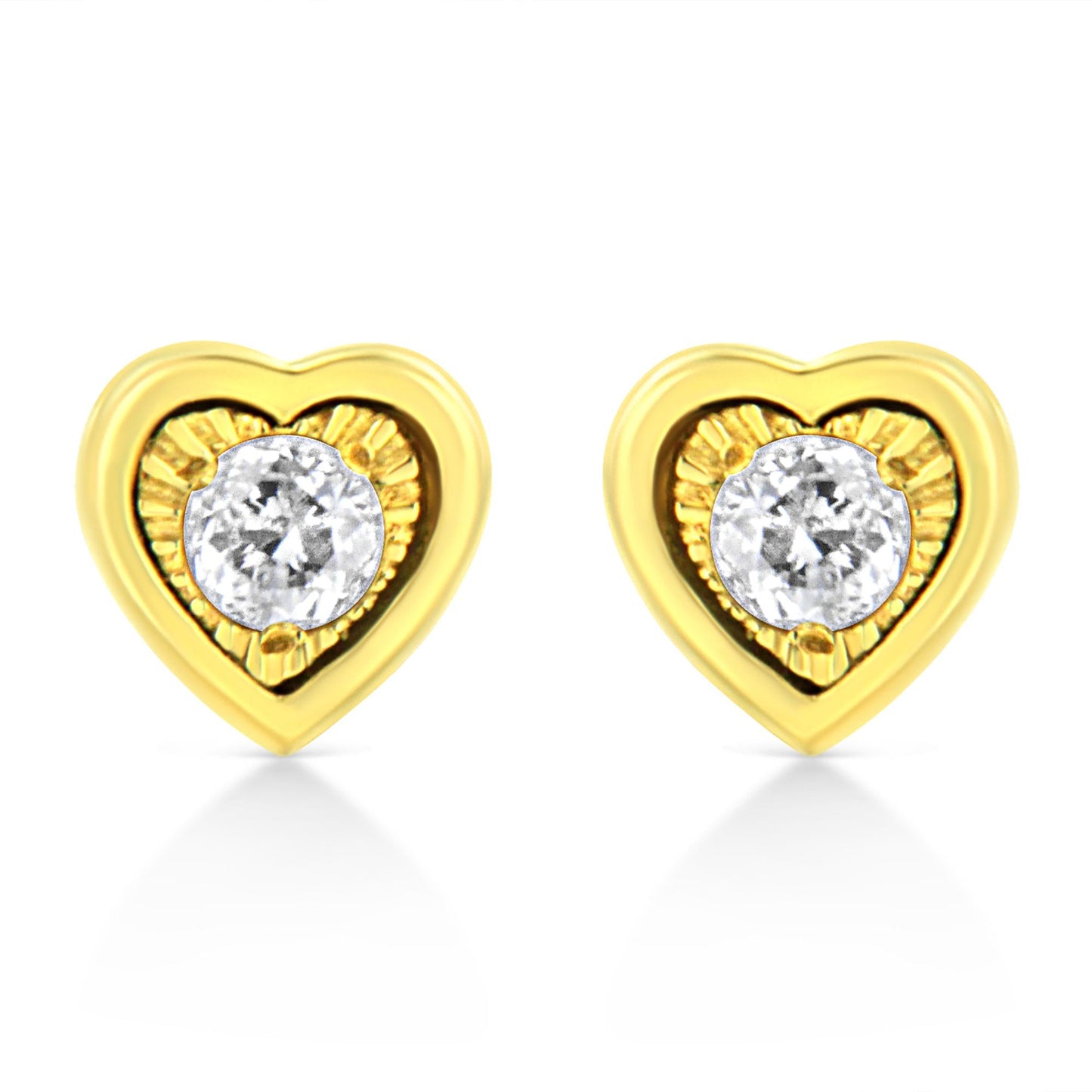 10K Yellow Gold Plated.925 Sterling Silver 1/10 Cttw Miracle-Set Diamond Stud