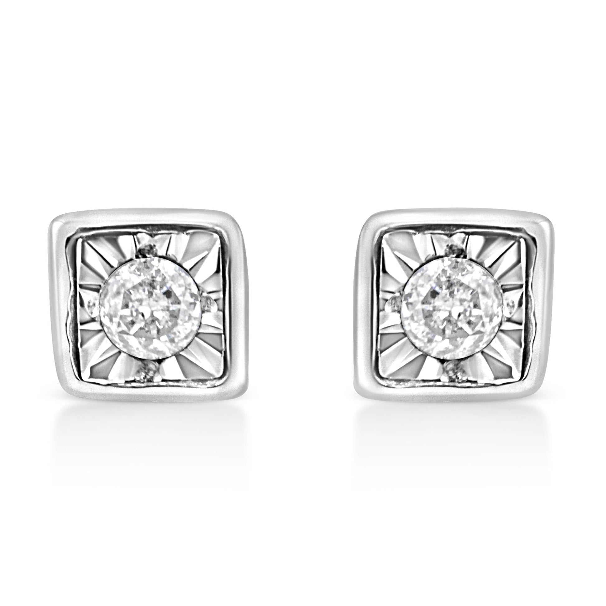 .925 Sterling Silver 1/10 Cttw Miracle-Set Diamond Stud Earrings (I-J Color