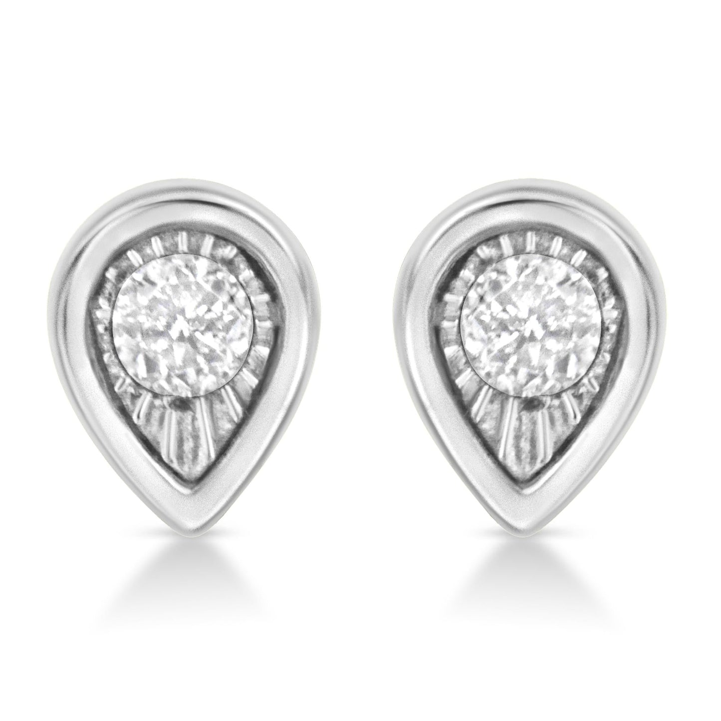 .925 Sterling Silver 1/10 Cttw Miracle-Set Diamond Stud Earrings (I-J Color