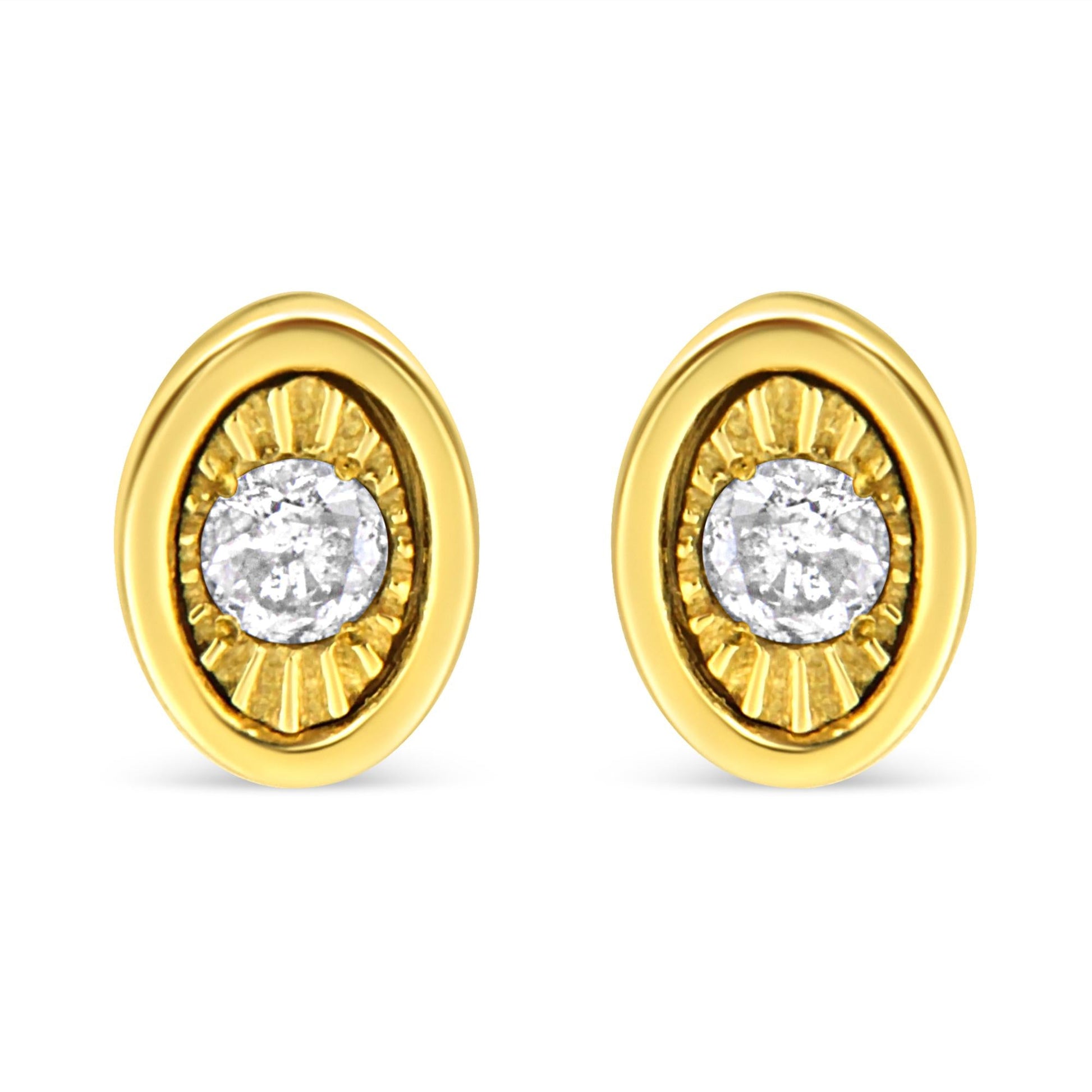 10K Yellow Gold Plated.925 Sterling Silver 1/10 Cttw Miracle-Set Diamond Stud