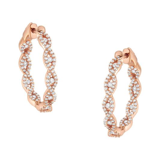 10K Rose Gold Diamond Hoop Earring (1 cttw H-I Color I1-I2 Clarity)