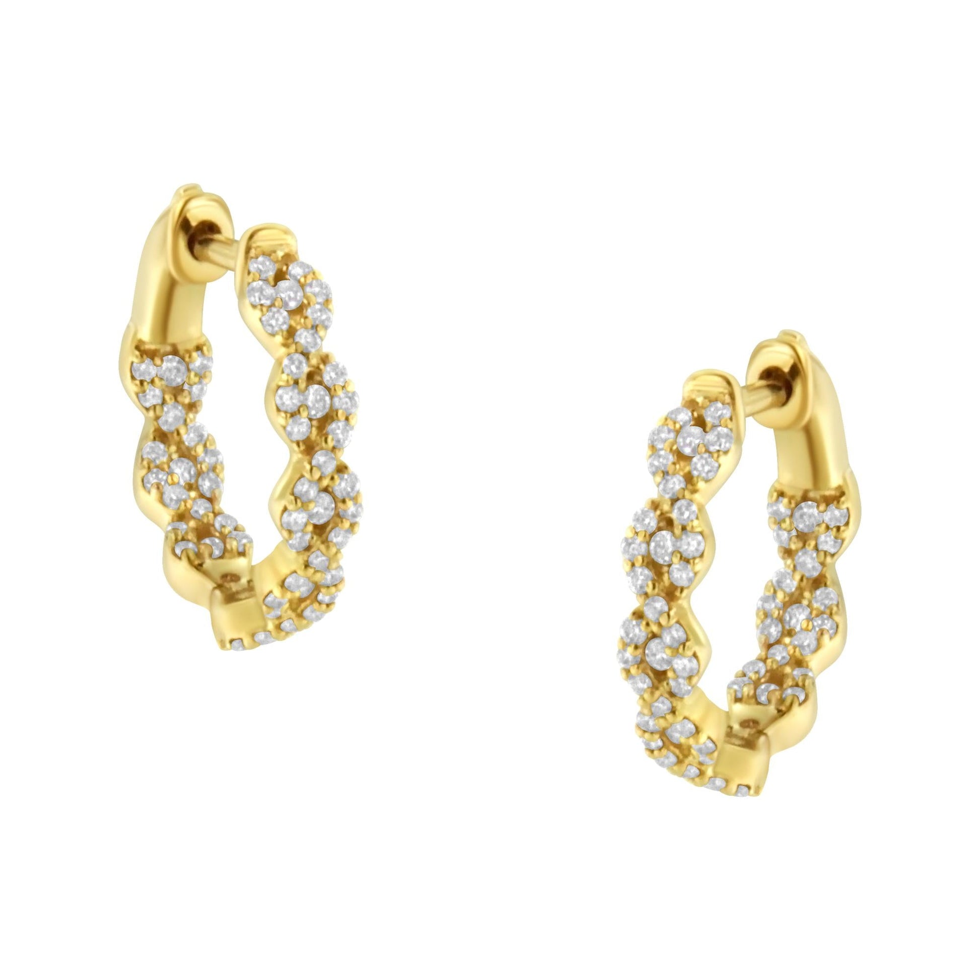 10K Yellow Gold Diamond Huggy Earrings (1/2 cttw H-I Color I1-I2 Clarity)