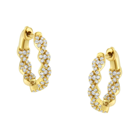 10K Yellow Gold Diamond Huggy Earrings (1/2 cttw H-I Color I1-I2 Clarity)