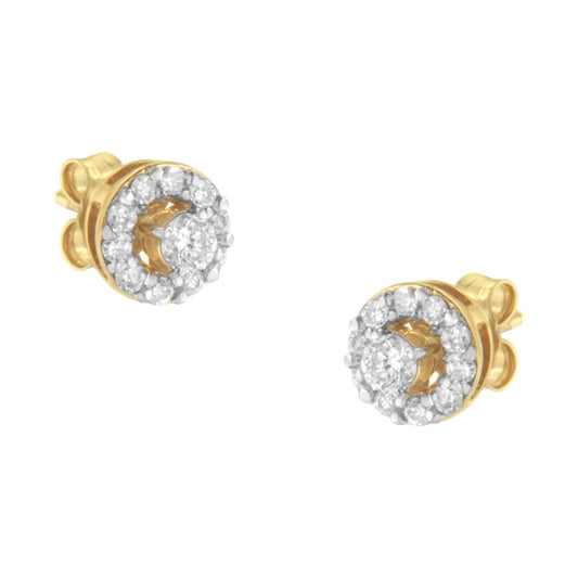 2 Micron Yellow Gold Plated Sterling Silver Diamond Stud Earring (1/2 cttw J-K