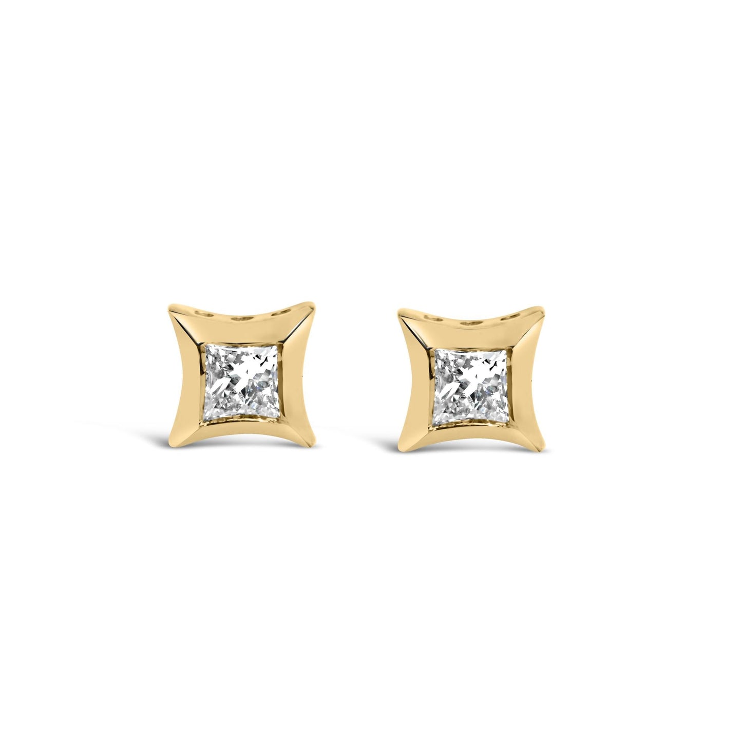 10K White Gold 1/5 Cttw Invisible Set Princess-Cut Diamond Stud Earrings (H-I