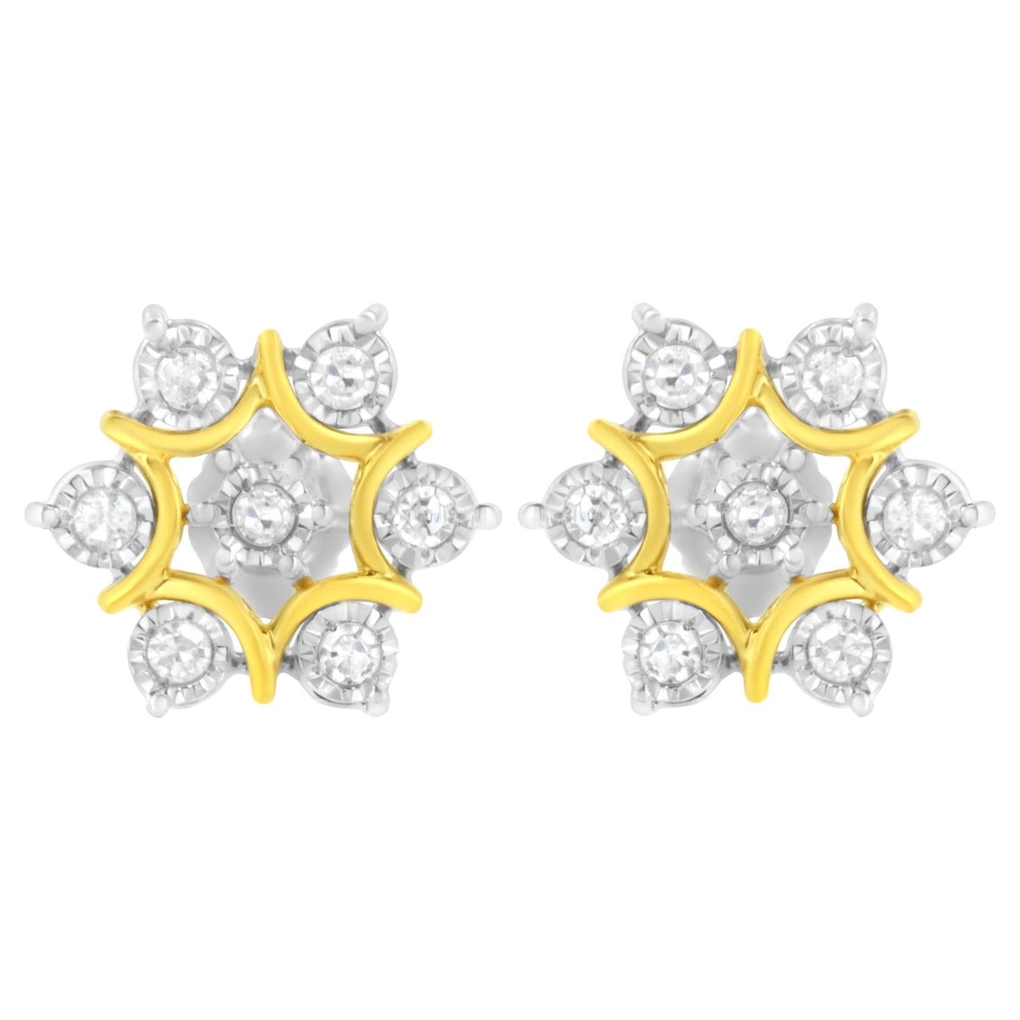 10K Yellow Gold Plated.925 Sterling Silver 1/4 Cttw Miracle Set Round-Cut