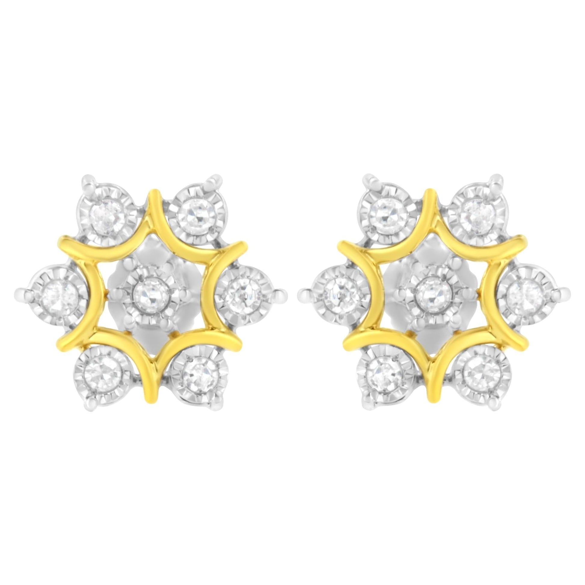 10K Yellow Gold Plated.925 Sterling Silver 1/4 Cttw Miracle Set Round-Cut