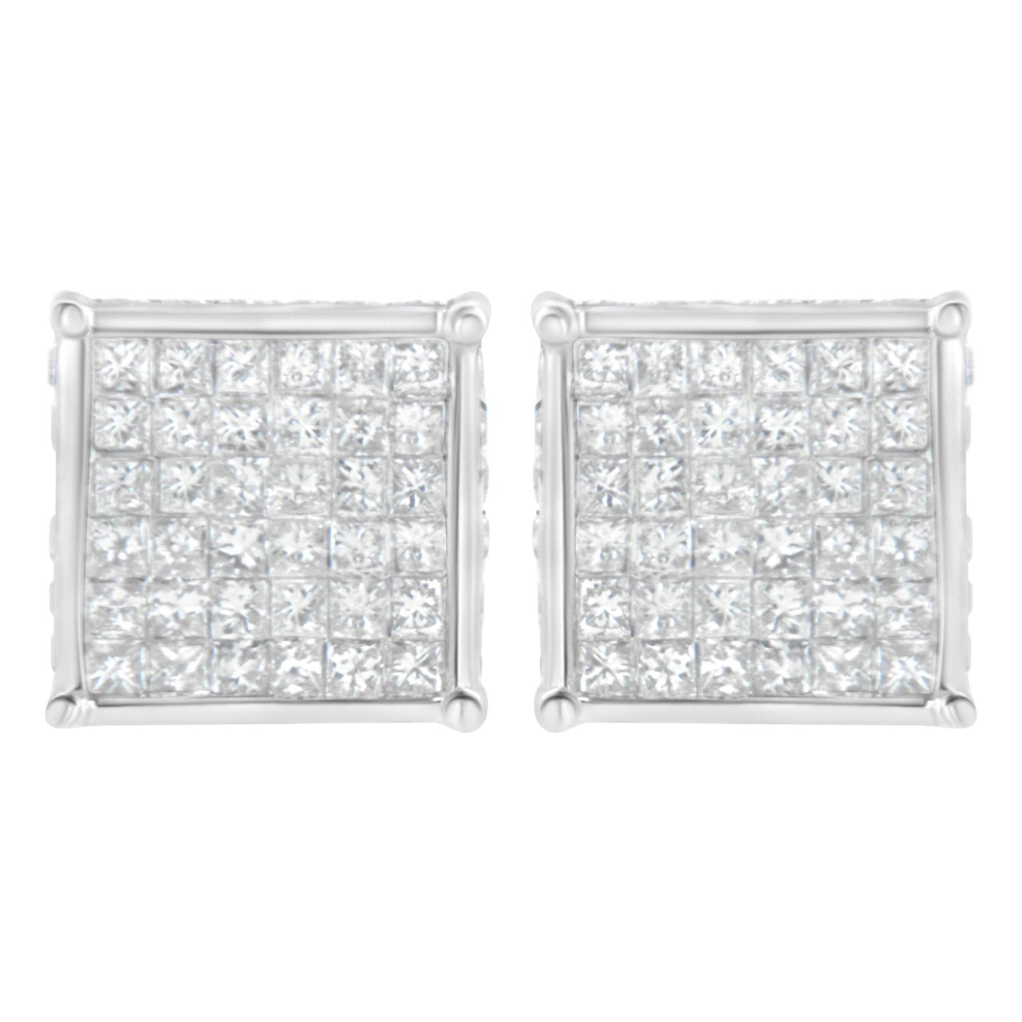 10K White Gold 2ct TDW Princess-Cut Composite Diamond Stud Earring (I-J,I2-I3)