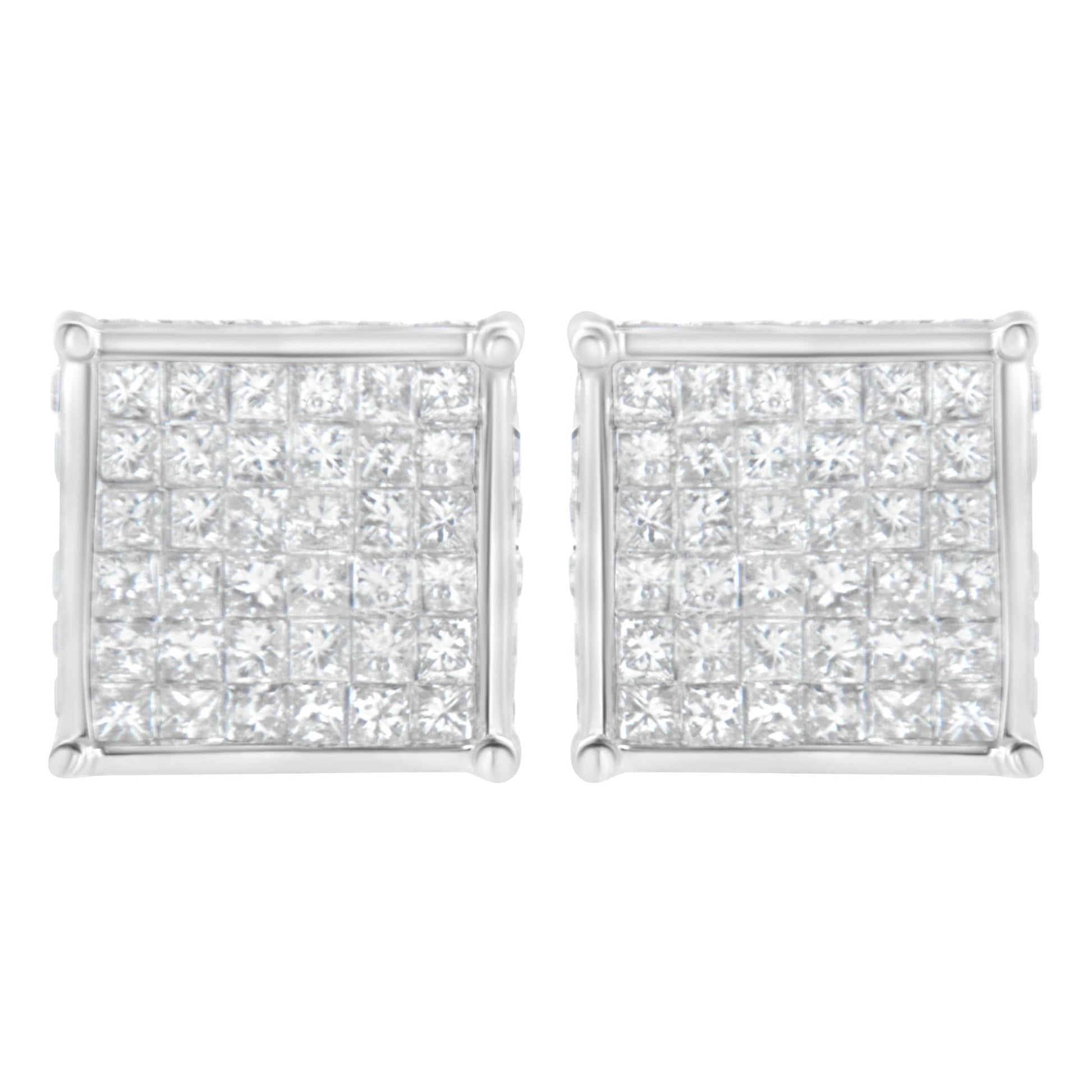 10K White Gold 2ct TDW Princess-Cut Composite Diamond Stud Earring (I-J,I2-I3)