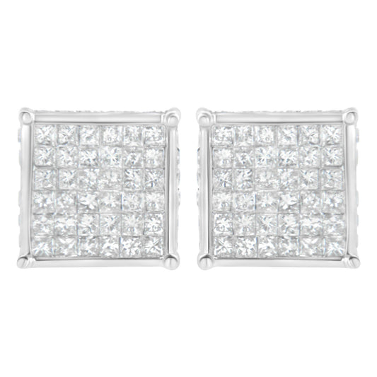 10K White Gold 2ct TDW Princess-Cut Composite Diamond Stud Earring (I-J,I2-I3)