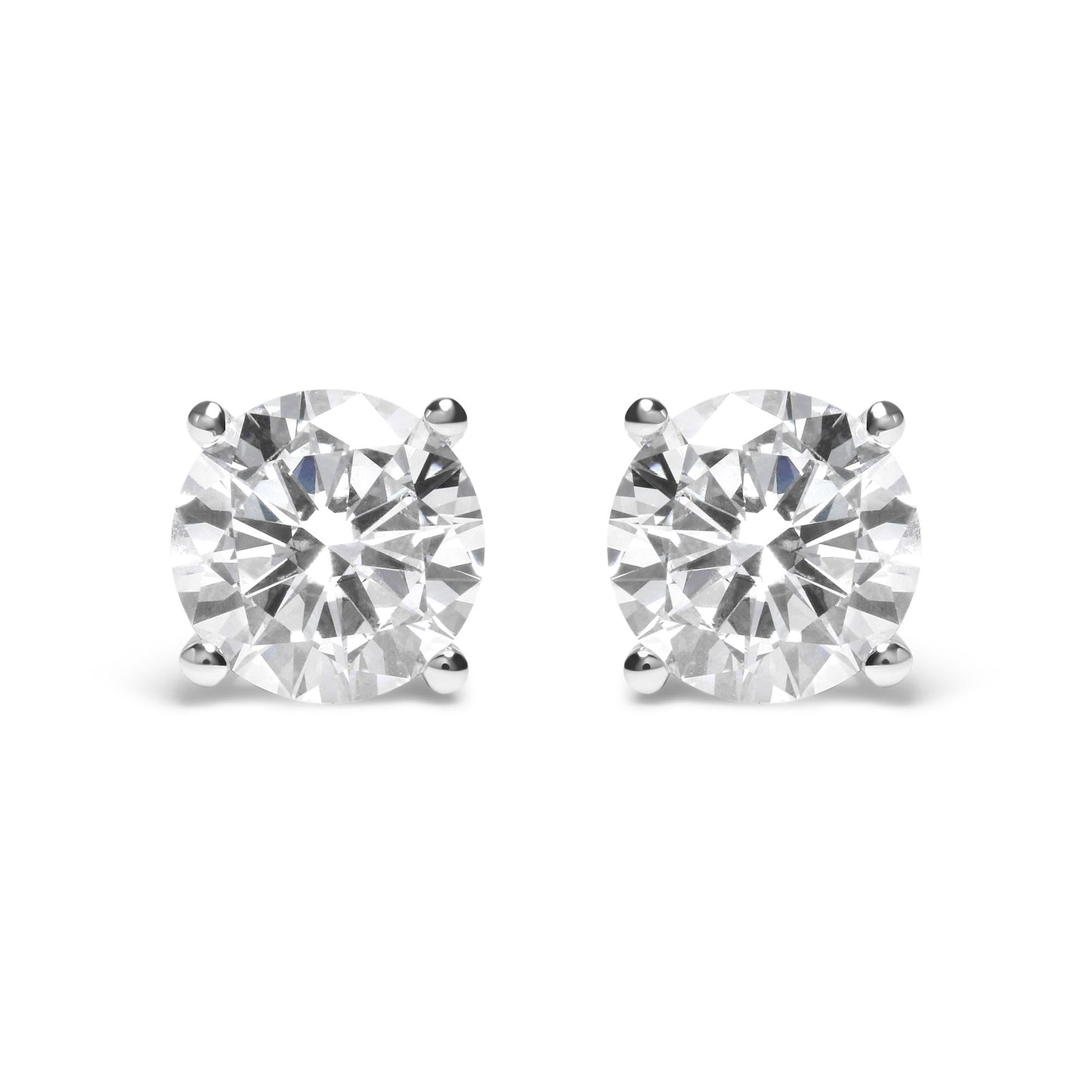 14K White Gold Round Brilliant-Cut Lab Grown Diamond Classic 4-Prong Stud