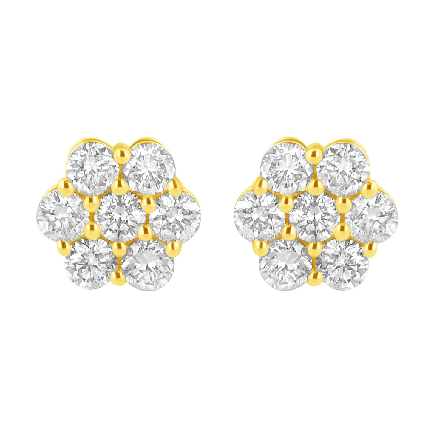 14K Yellow Gold 1.0 Cttw Diamond Flower Earring (J-K Color I1-I2 Clarity)