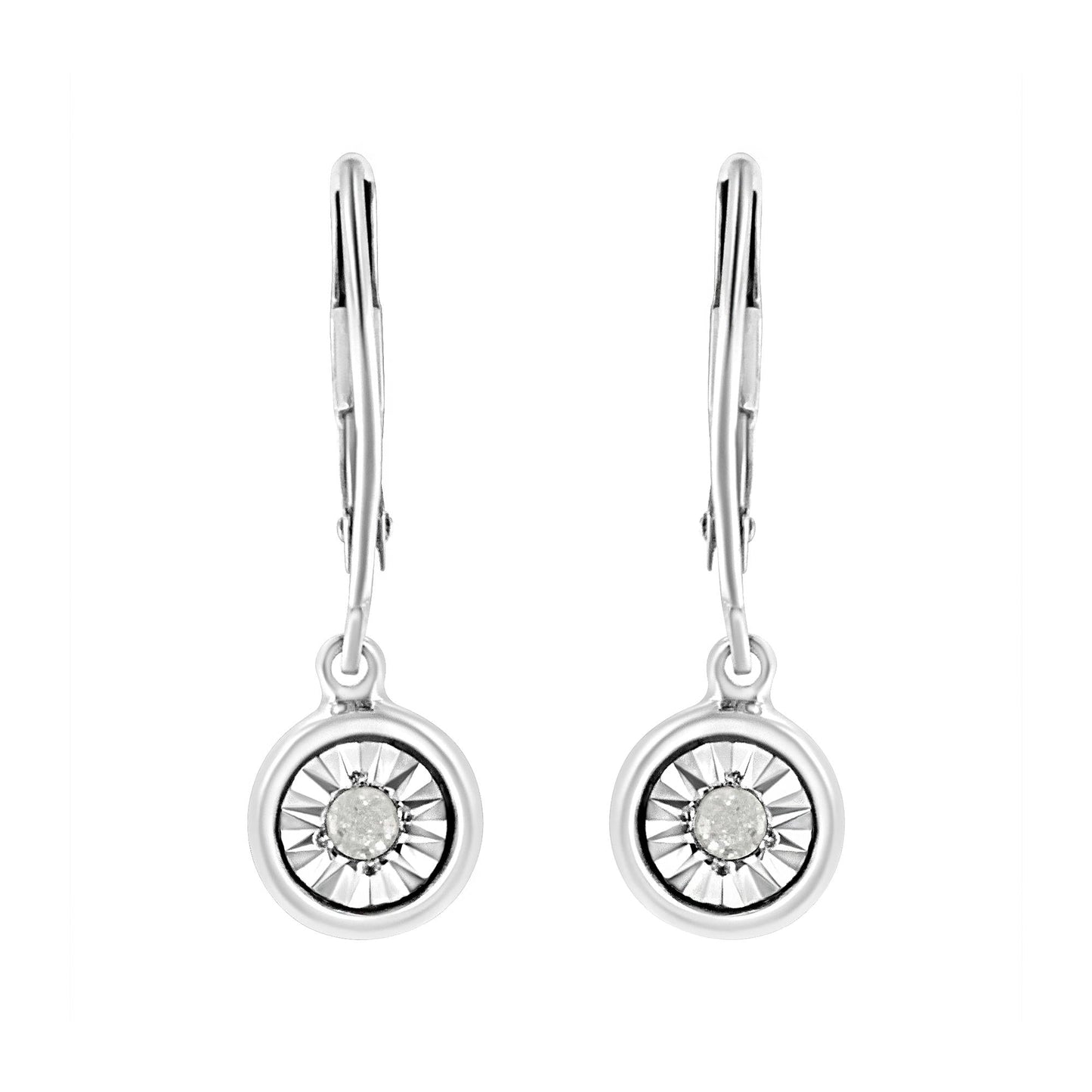 .925 Sterling Silver 1/10 Cttw Bezel-Set Round-Cut Diamond Accent Dangle