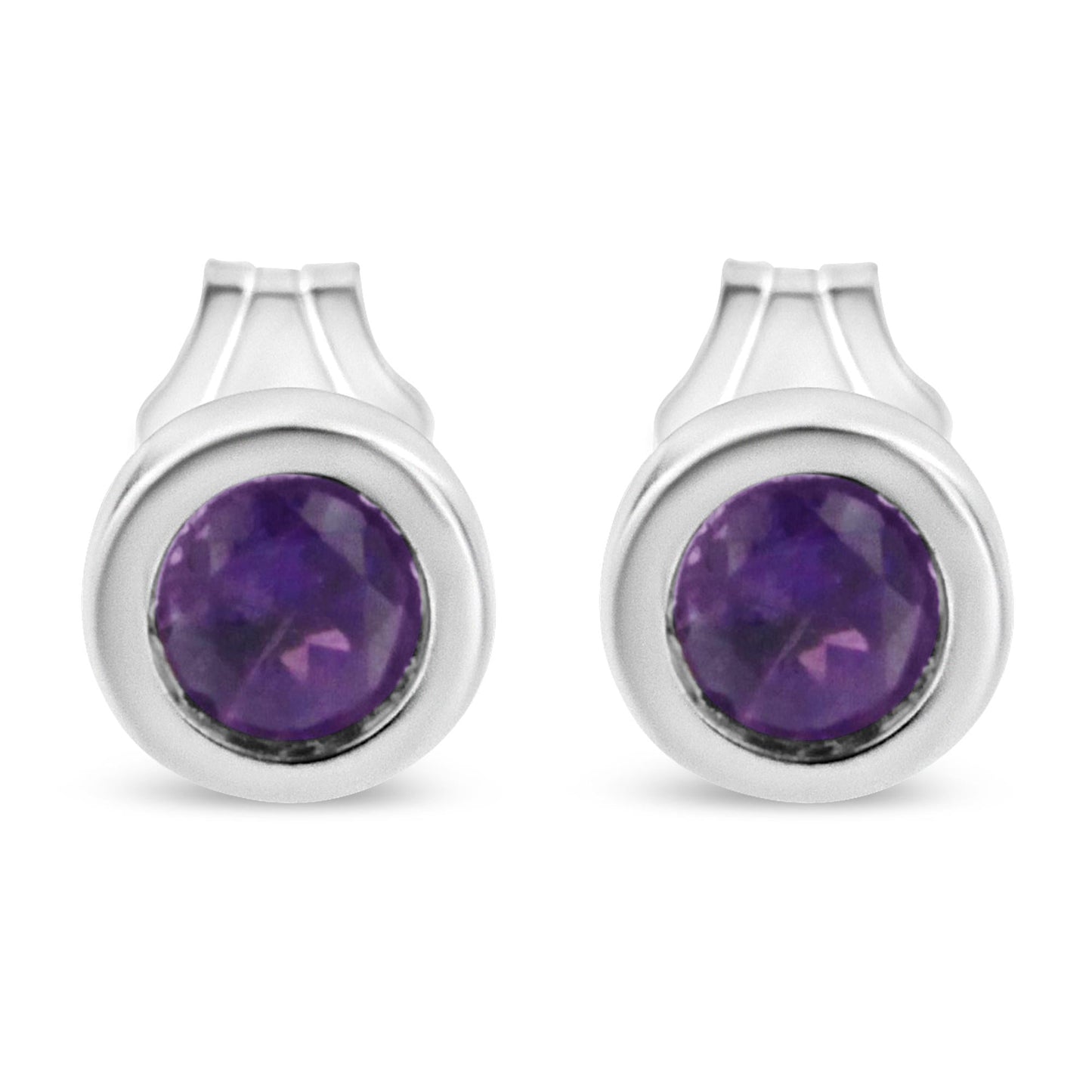 .925 Sterling Silver Bezel Set 3.5mm Created Gemstone Solitaire Stud Earrings