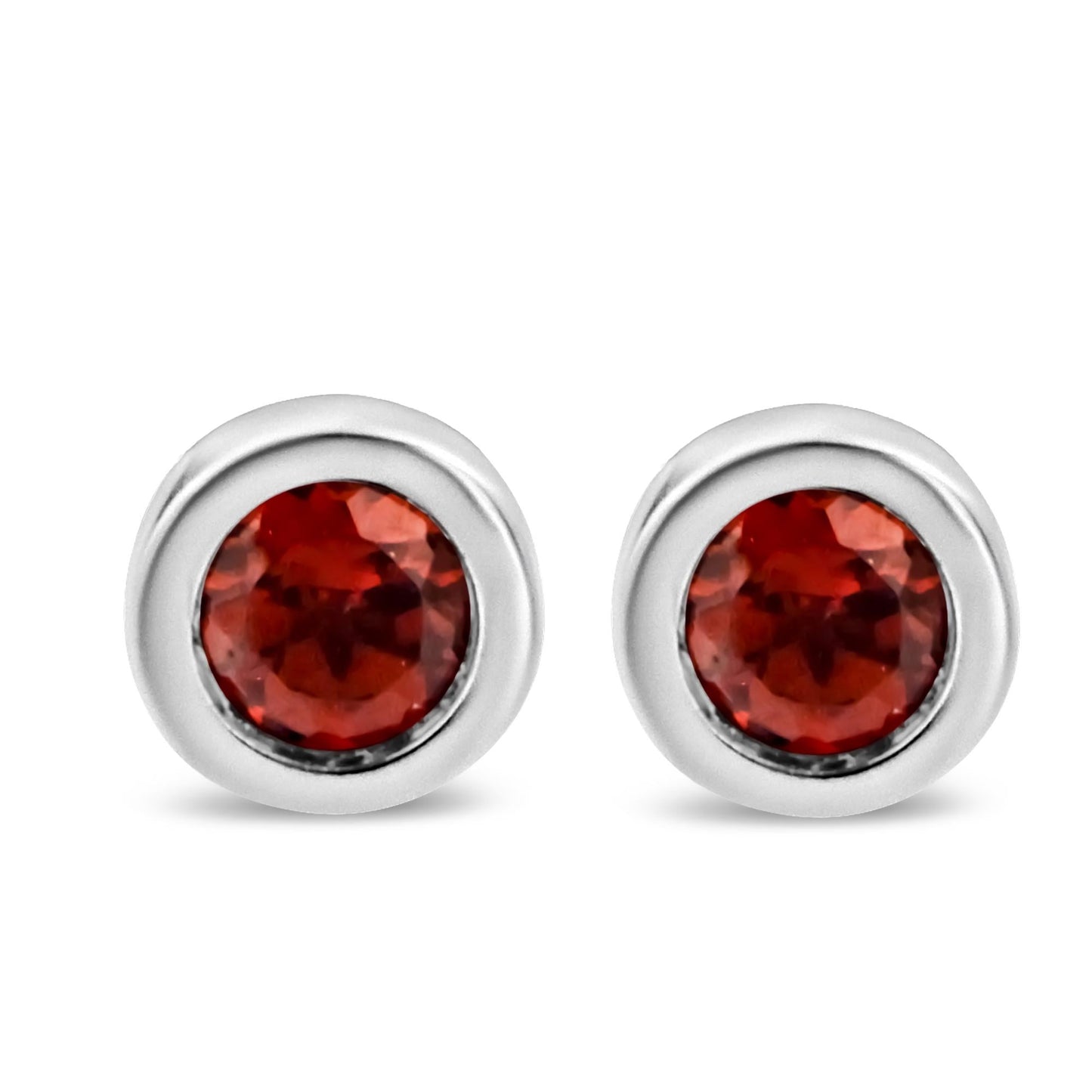 .925 Sterling Silver Bezel Set 3.5mm Created Gemstone Solitaire Stud Earrings