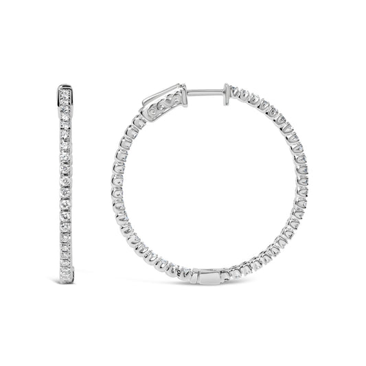 14K White Gold 1 1/2 Cttw Lab Grown Diamond Inside Out Hoop Earrings (G-H Color, VS2-SI1 Clarity)