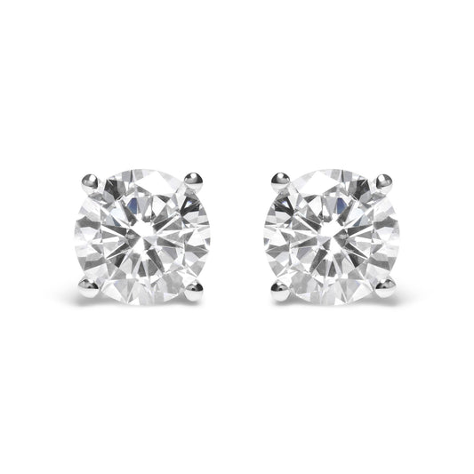 GIA Certified 14K White Gold 6.0 Cttw 4-Prong Round Brilliant Cut Diamond Solitaire Stud Earrings with Screw Backs (F Color, VS2 Clarity)