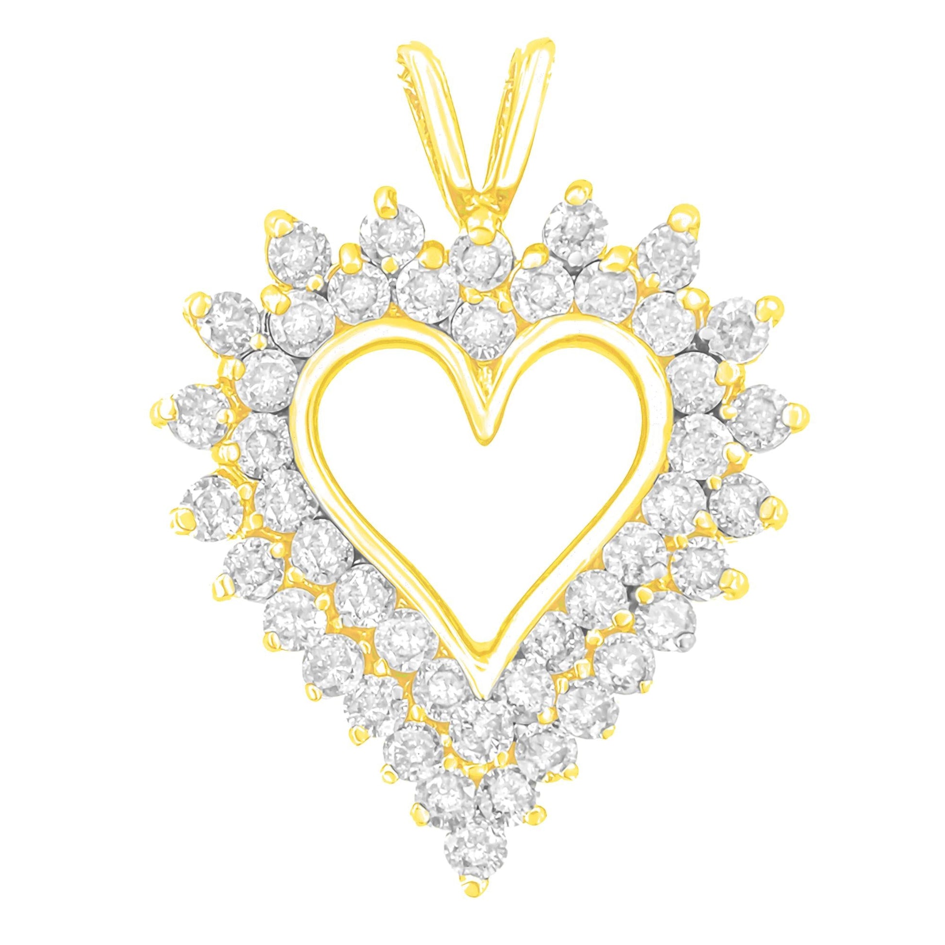 10K Yellow Gold 3.0 Cttw Brilliant-Cut Diamond Open Heart 18’’ Pendant