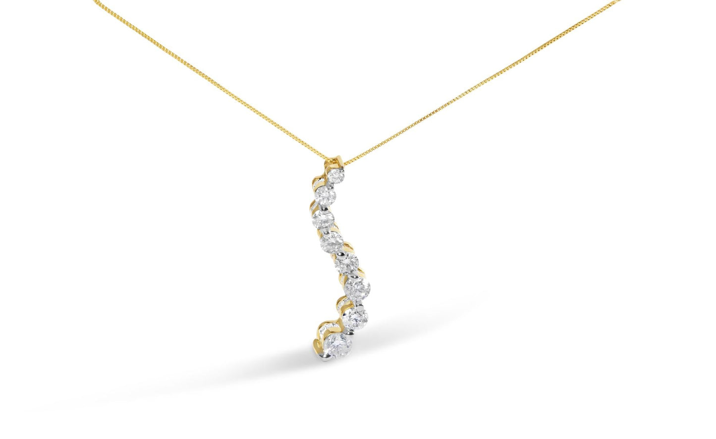 14k Yellow Gold 3.0 cttw Baguette and Brilliant Round-Cut Diamond Journey