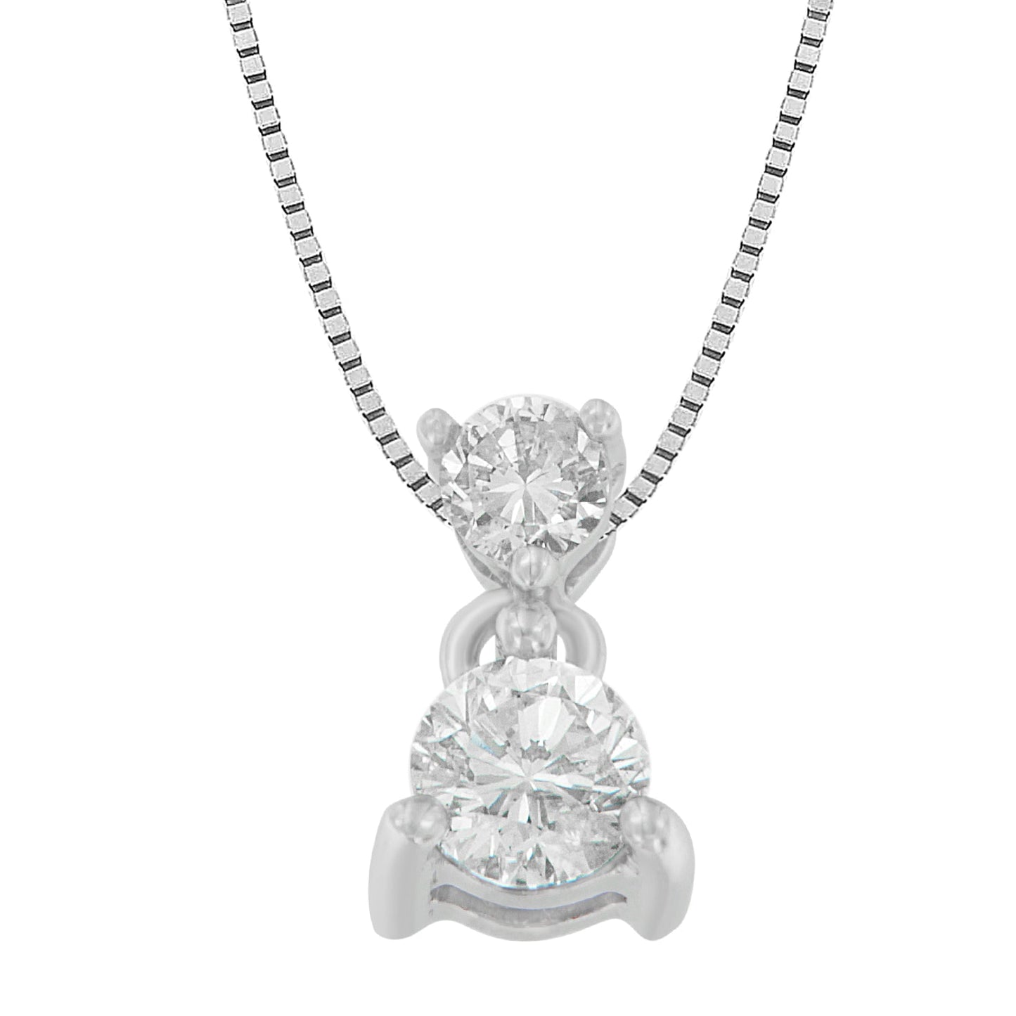 14K White Gold 1/2 cttw Round Cut Diamond Pendant Necklace (I-J I1-I2)