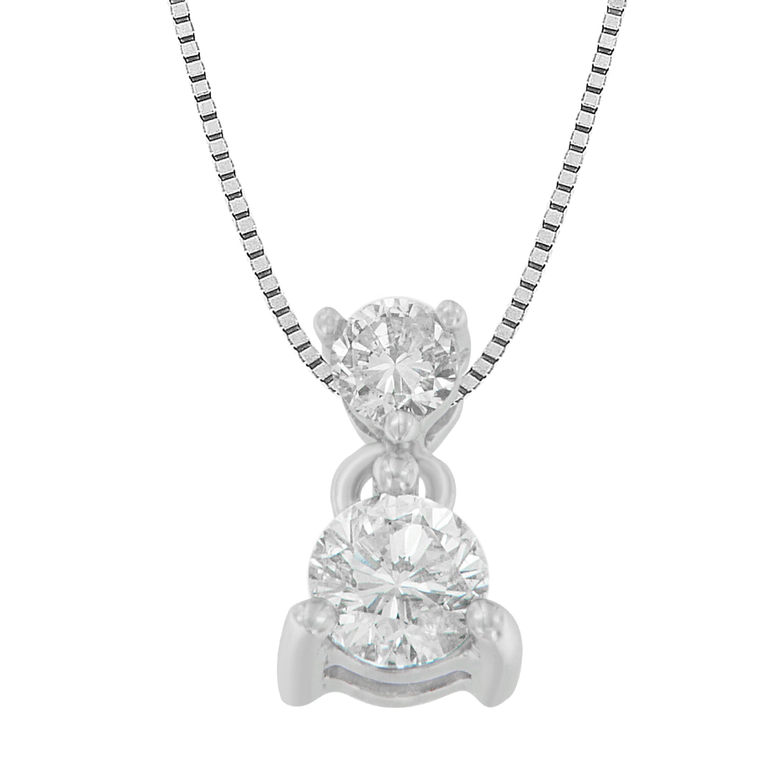 14K White Gold 1/2 cttw Round Cut Diamond Pendant Necklace (I-J I1-I2)