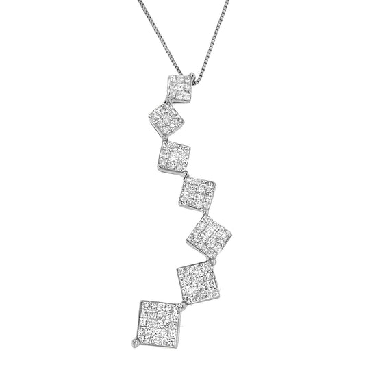 10K White Gold 1 cttw Diamond Snake Curved Pendant Necklace (H-I I1-I2)