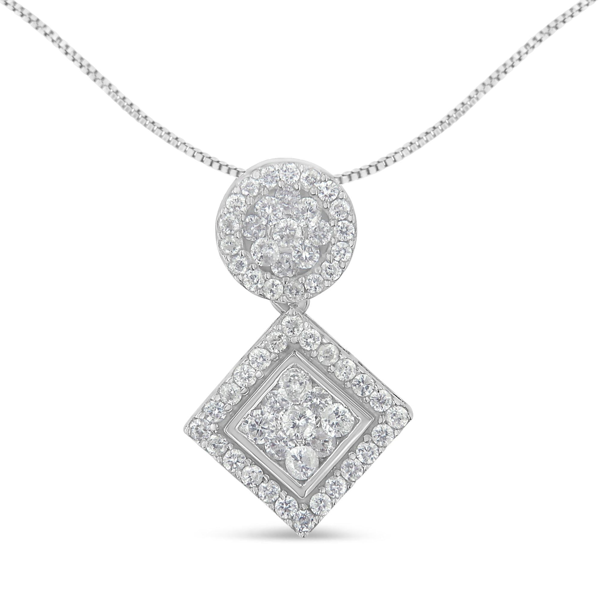 14K White Gold 1 cttw Diamond Pendant Necklace (H-I I1-I2)