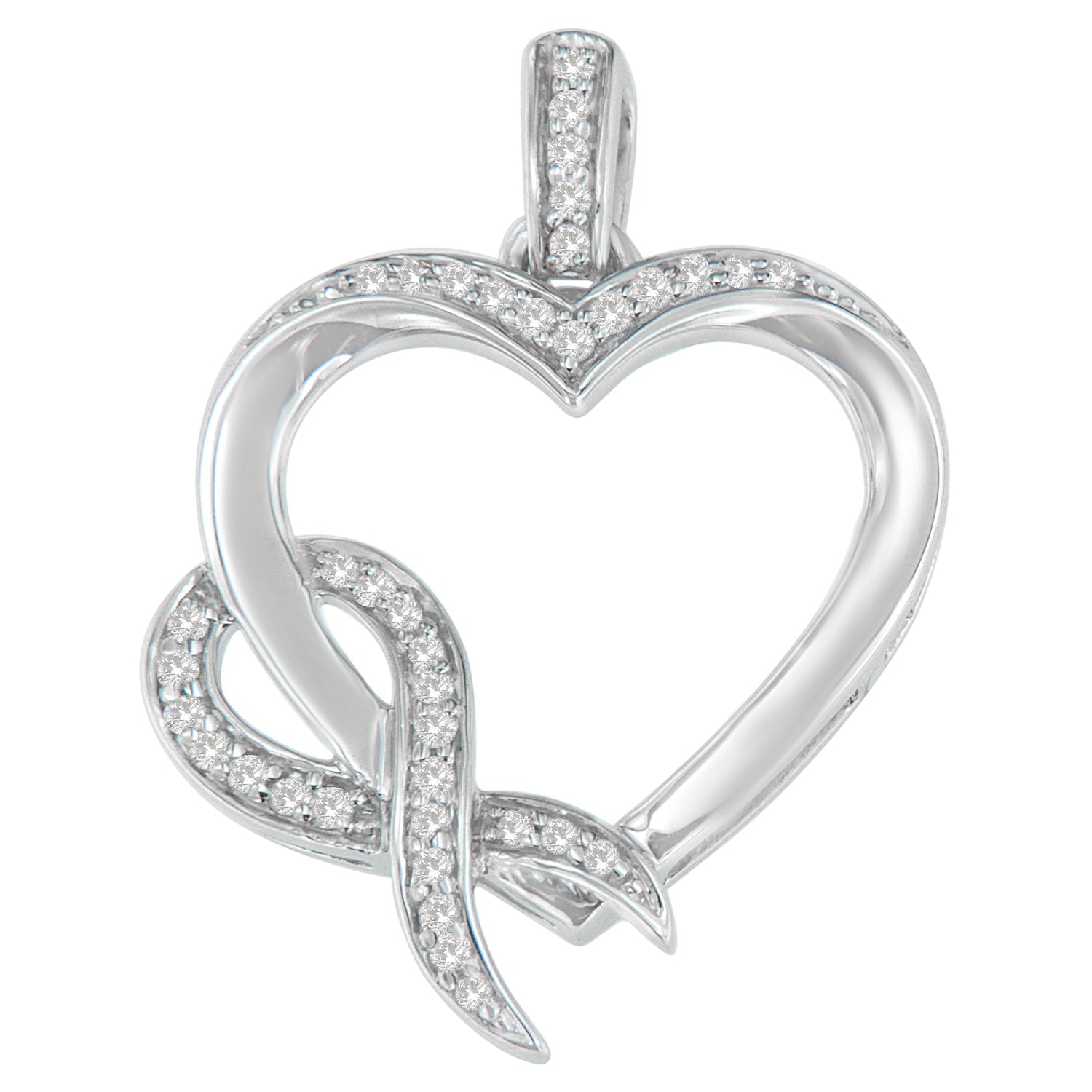 .925 Sterling Silver 1/6 cttw Diamond Heart Pendant Necklace (H-I I1-I2)