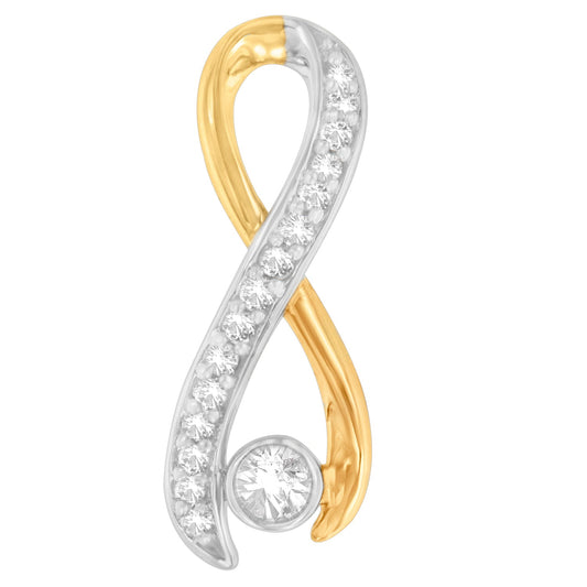 10K Two-Tone Gold 1/5 cttw Diamond Radiant Ribbon Pendant Necklace (H-I I1-I2)