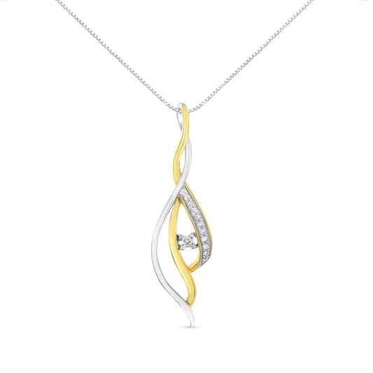 Espira 10K Two-Tone Gold Round Cut Diamond Cascade Pendant Necklace (1/10 cttw