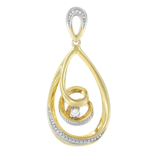 10K Gold Brilliant-Cut Diamond-Accented Open Teardrop Twisted Curl 18’’