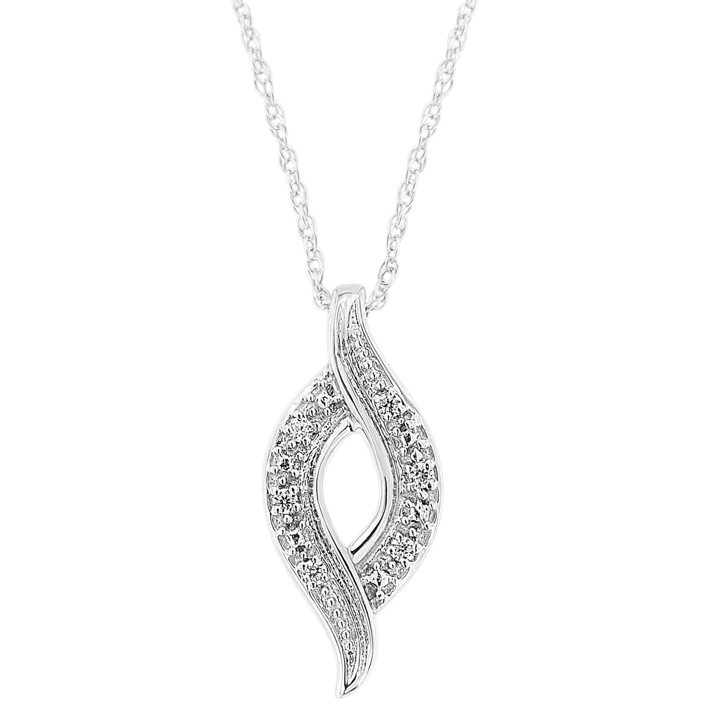 .925 Sterling Silver 1/25 cttw Round Cut Diamond Fashion Pendant Necklace (H-I Color, I2-I3 Clarity)