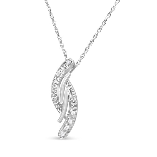 .925 Sterling Silver Diamond Accent Bypass Curve 18’’ Pendant Necklace (I-J