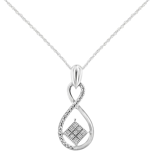 .925 Sterling Silver 1/25 cttw Round Cut Diamond Infinity and Square Accent