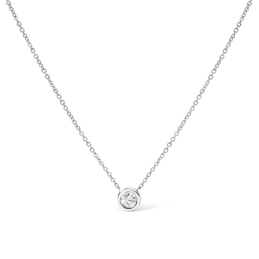 14K Gold Lab Grown Diamond Modern Bezel-Set Solitaire 16"-18" Pendant Necklace (F-G Color, VS2-SI1 Clarity)