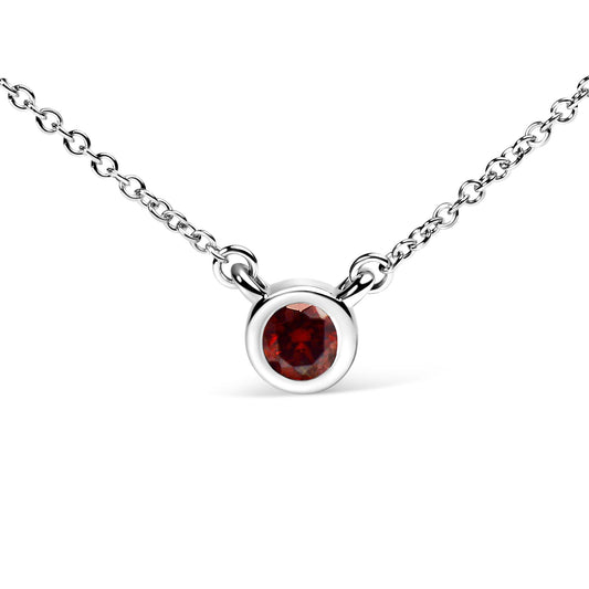 14K White Gold 1/2 Cttw Red Lab Grown Diamond Bezel-Set Solitaire 18’’