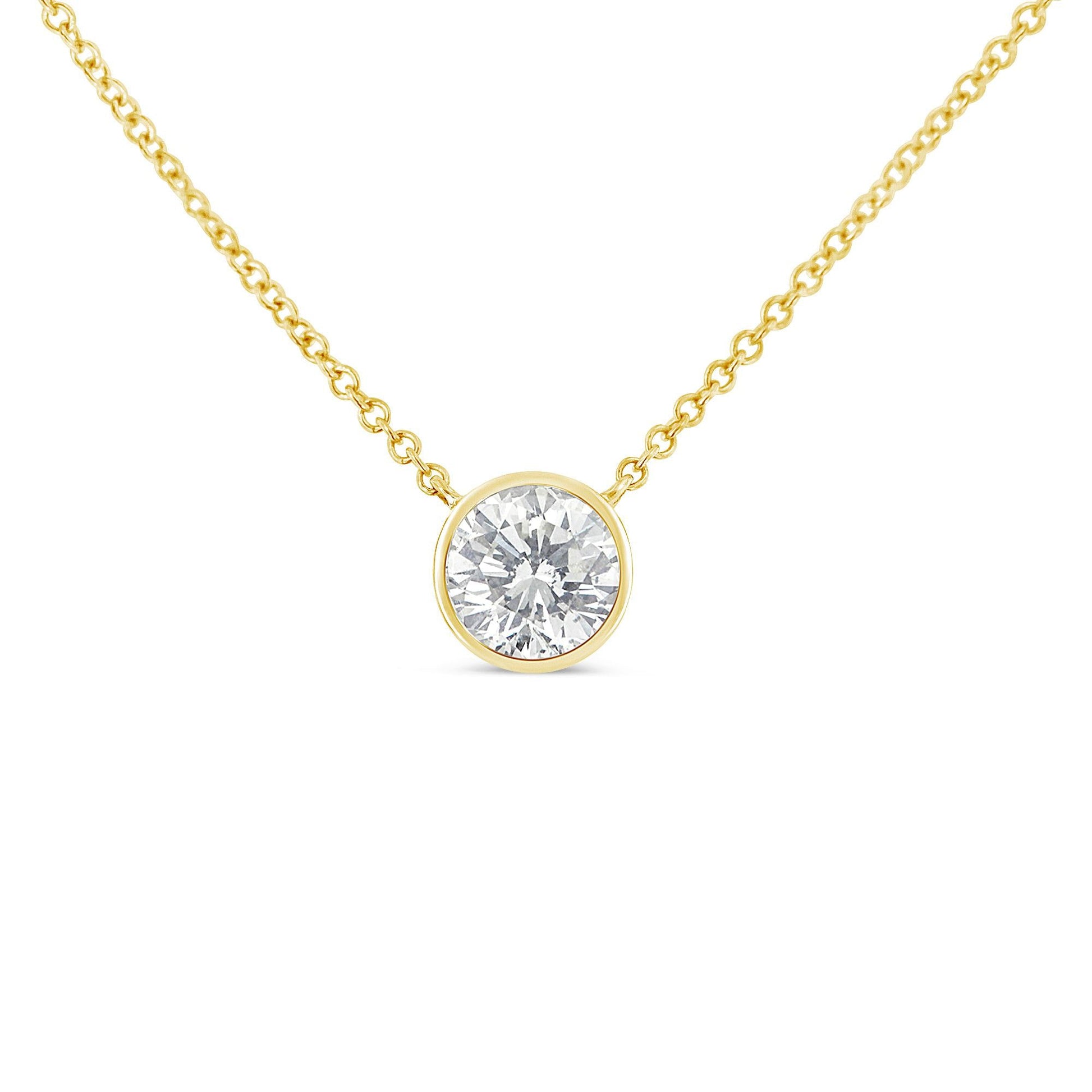 10K Yellow Gold 1/2 Carat Round Brilliant-Cut Diamond Modern Bezel-Set