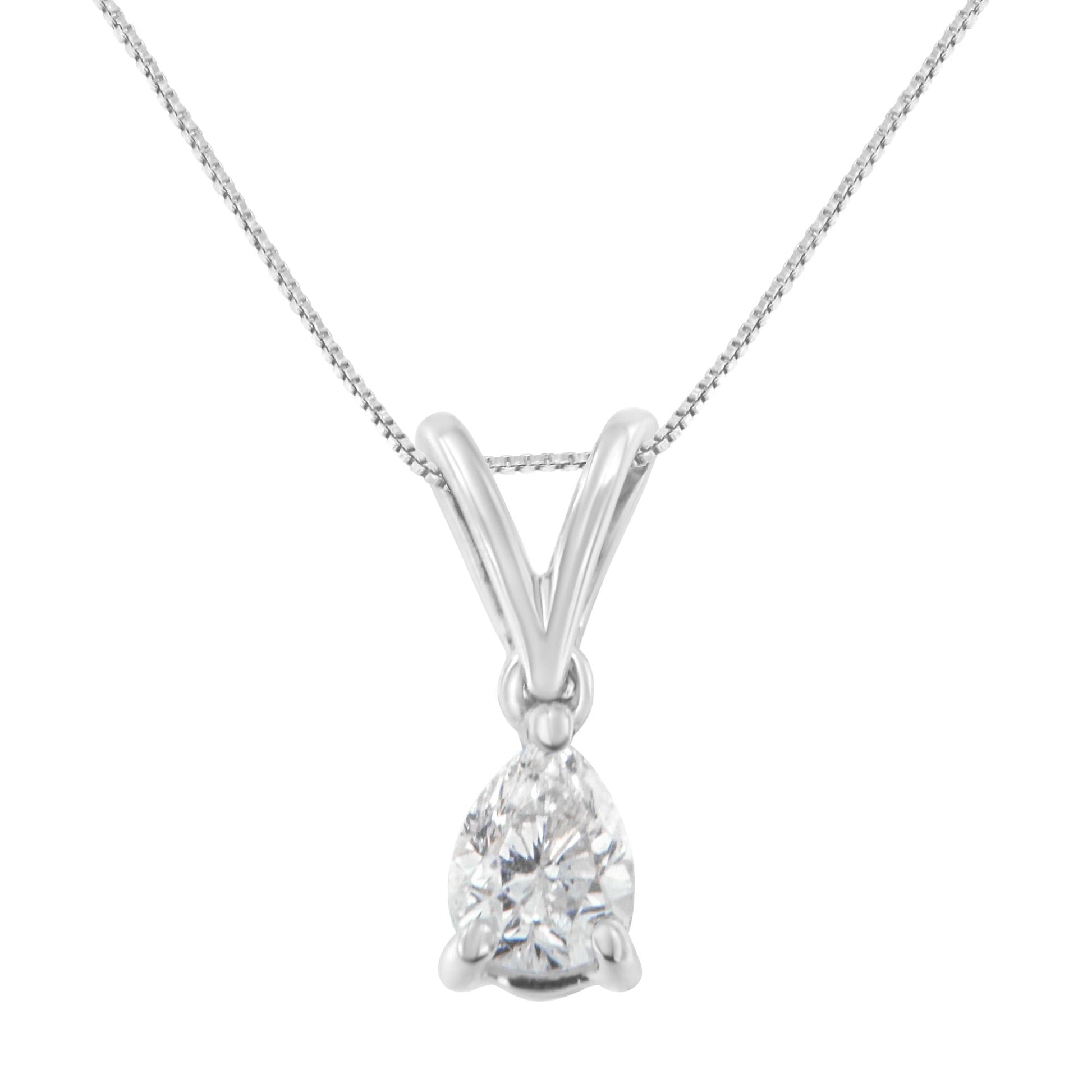 10K White Gold 1/5 cttw Diamond Pear Pendant Necklace (H-I SI1-SI2)