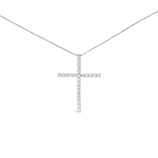 14K White Gold 2.0 Cttw Lab Grown Diamond Cross 18’’ Inch Pendant Necklace