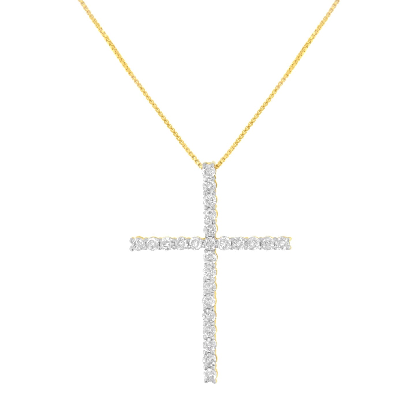 .925 Sterling Silver 2.0 Cttw Round Shape Diamond 1-1/4’’ Cross Pendant