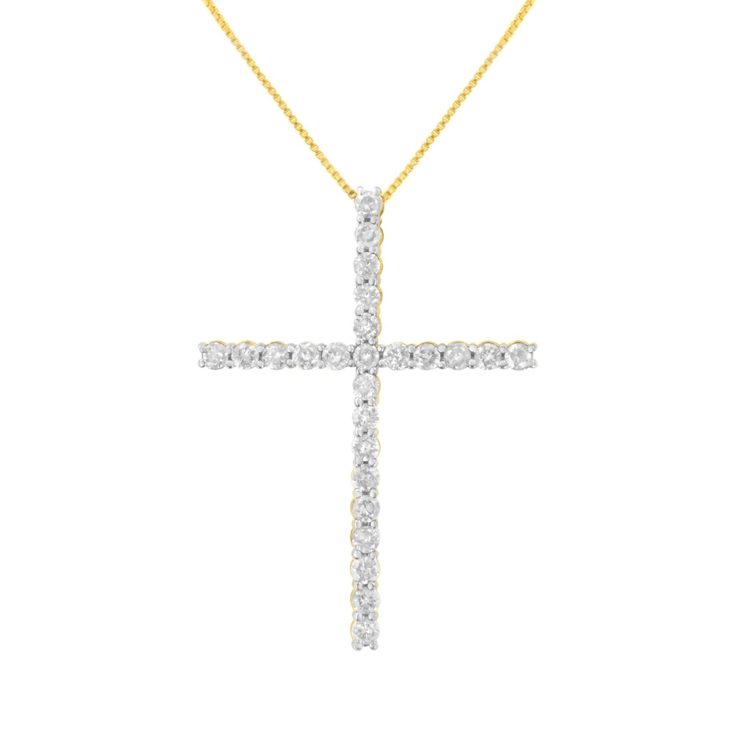 .925 Sterling Silver 2 1/2 cttw Diamond Cross Pendant Necklace (H-I I2-I3)