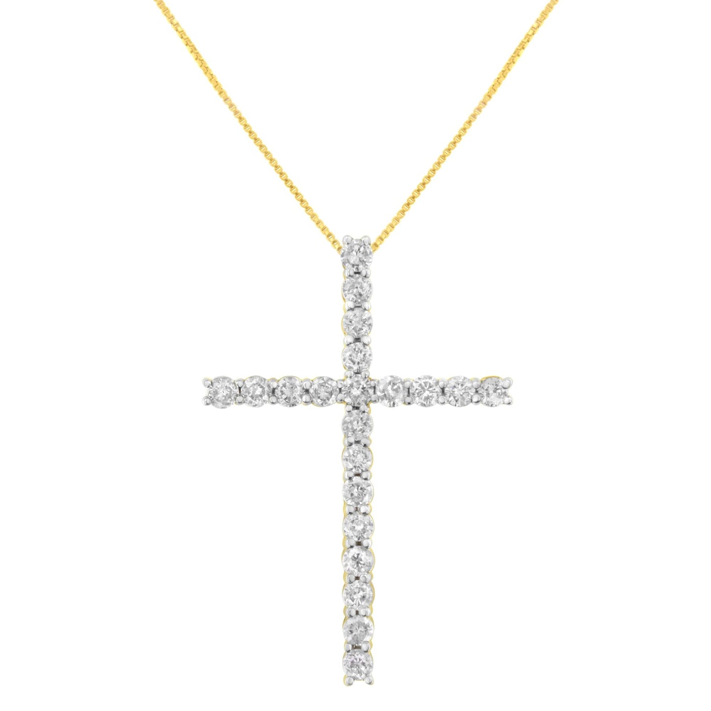 10K Yellow Gold Plated.925 Sterling Silver 4.0 Cttw Round Cut Diamond Cross