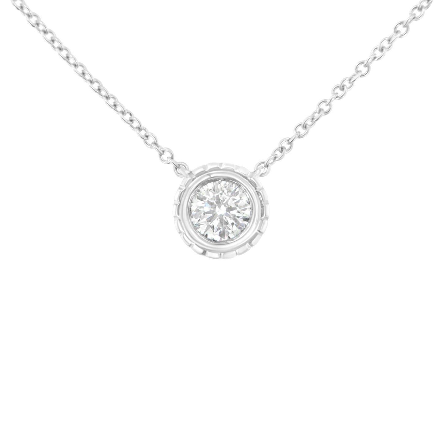 10K White Gold 1/4 Cttw Round-Cut Diamond Solitaire Chakra Style 18’’